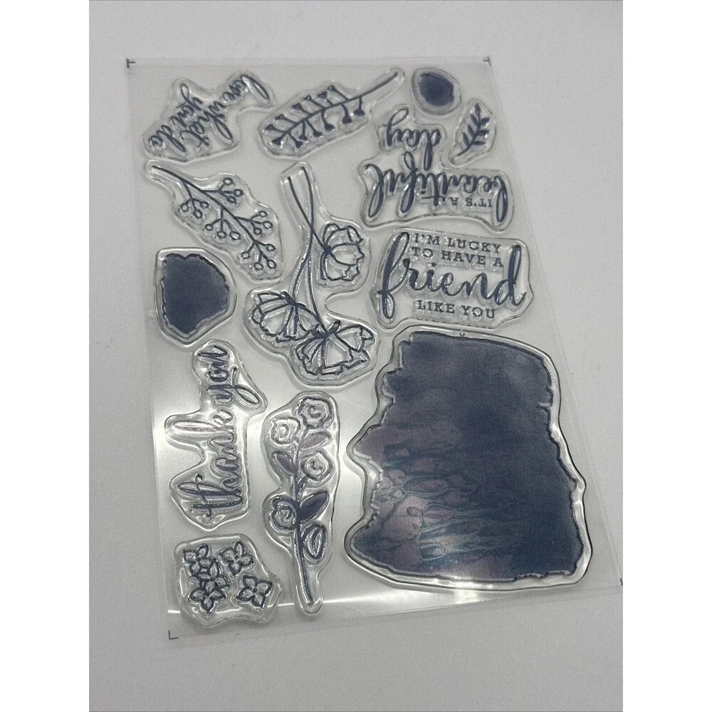 Stampin Up Love What You Do Clear Cling Stamps - Florals  Sentiments - NEW
